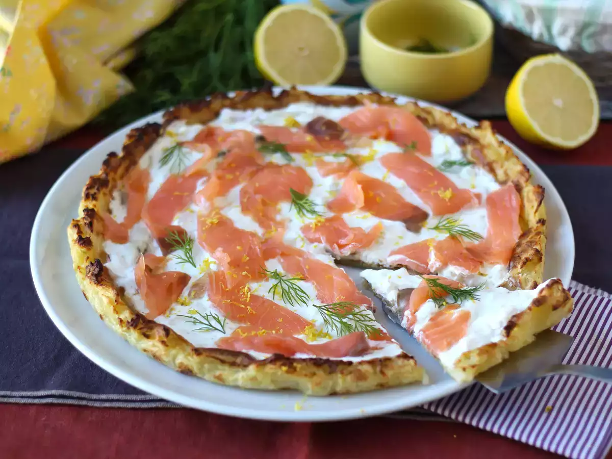 Patates tabanlı somon fümeli tart - fotoğraf 5