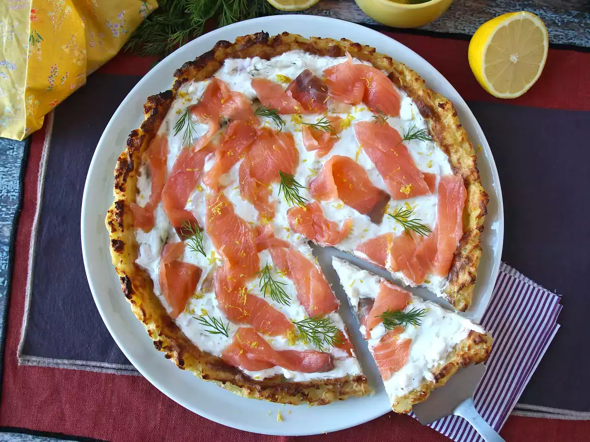 Patates tabanlı somon fümeli tart - fotoğraf 7