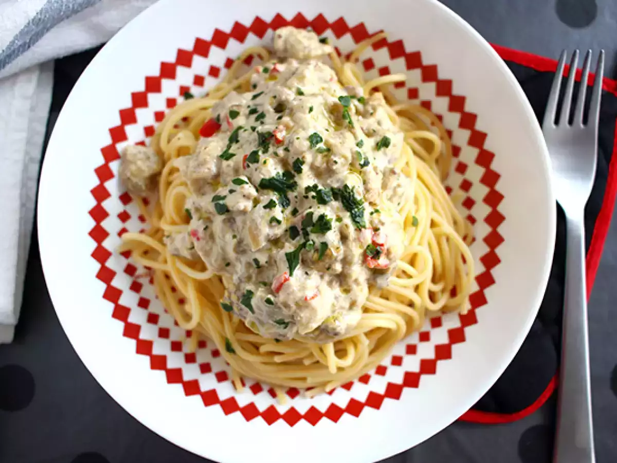 Patlıcanlı carbonara spagetti - fotoğraf 2