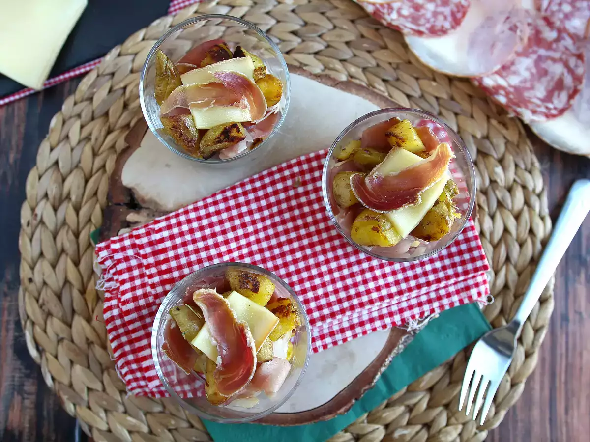 Raclette verrines (cihazsız): aperatif olarak bile tadını çıkarmak için - fotoğraf 2