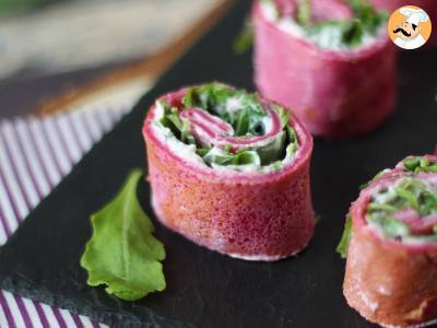 Ricotta ve roka ile pancarlı krep ruloları - fotoğraf 3