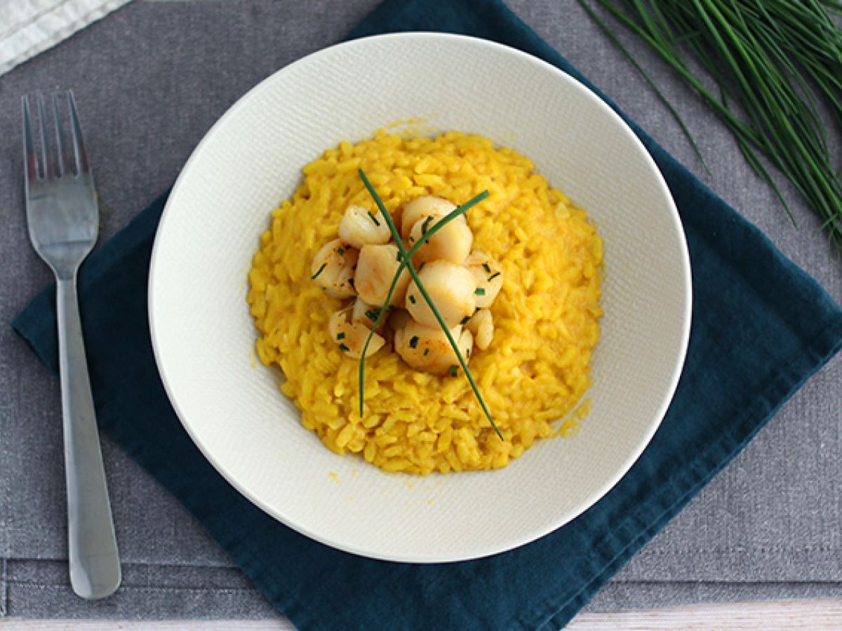 Safranlı deniz tarağı risotto - fotoğraf 3