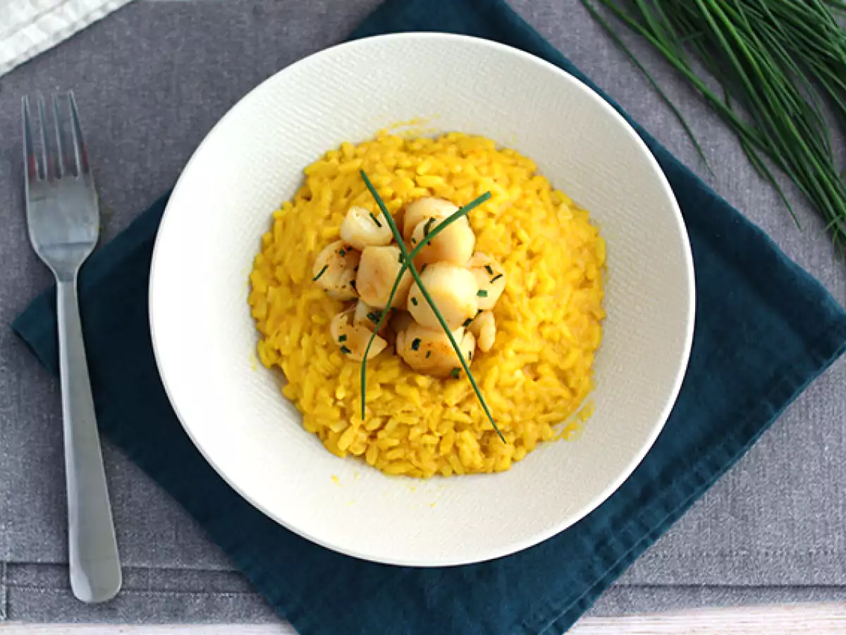 Safranlı deniz tarağı risotto - fotoğraf 3