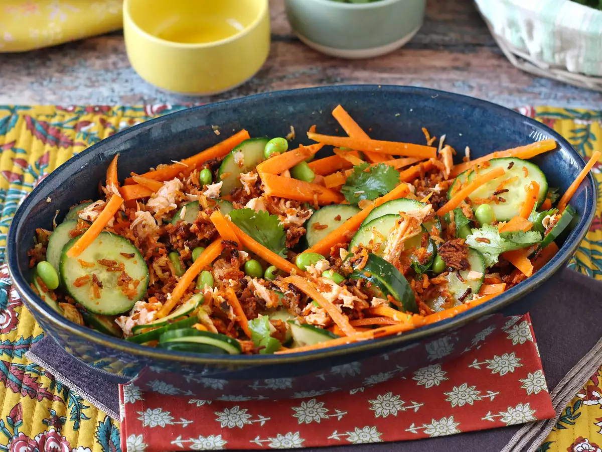 Somonlu çıtır pirinç salatası: baharatlı ve nefis! - fotoğraf 5
