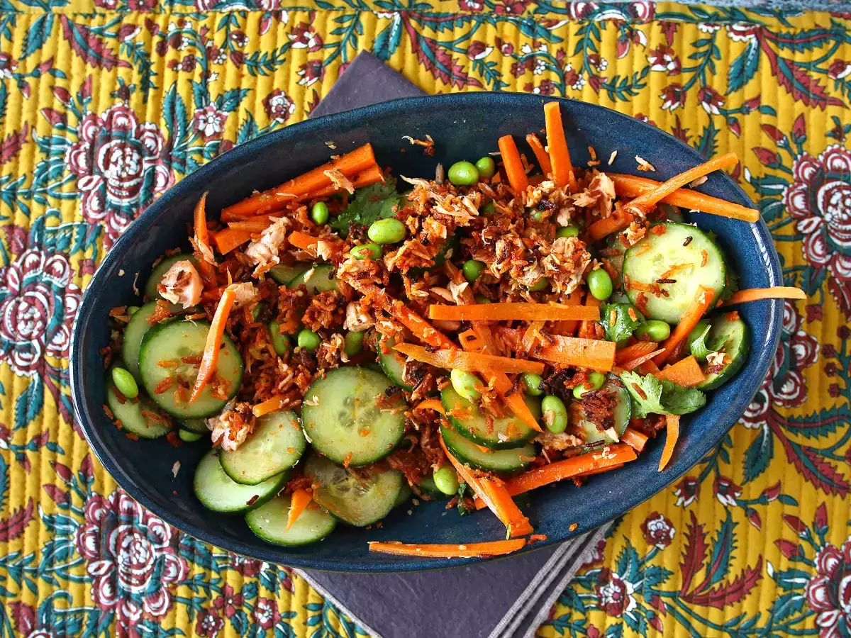 Somonlu çıtır pirinç salatası: baharatlı ve nefis! - fotoğraf 6