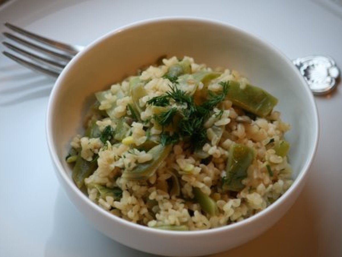 Taze fasulyeli bulgur pilavı.....