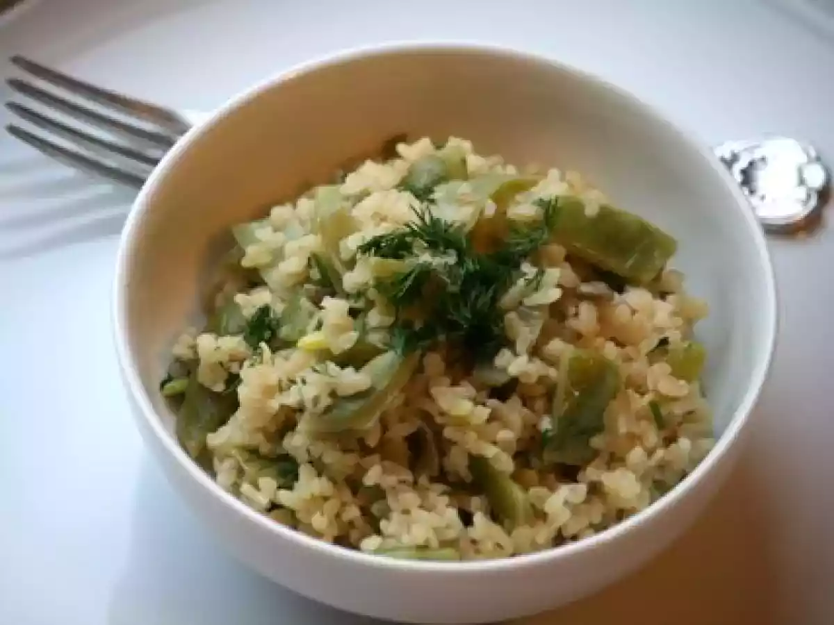 Taze fasulyeli bulgur pilavı.....