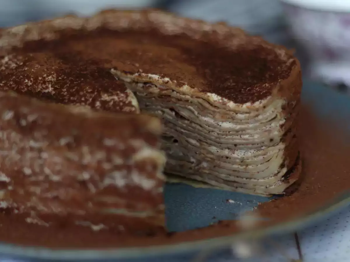 Tiramisu Tarzı Kahveli ve Kakaolu Krep Pasta - fotoğraf 3