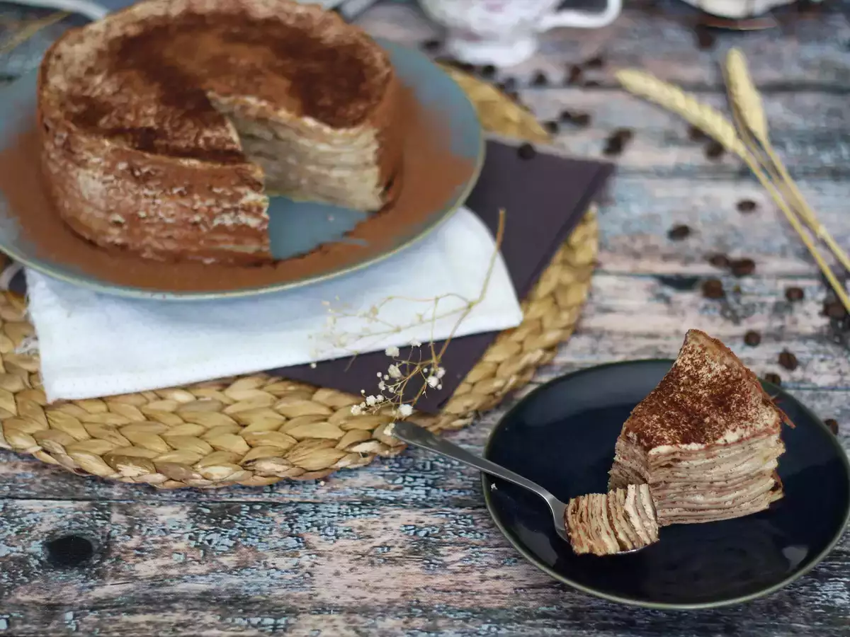 Tiramisu Tarzı Kahveli ve Kakaolu Krep Pasta - fotoğraf 4