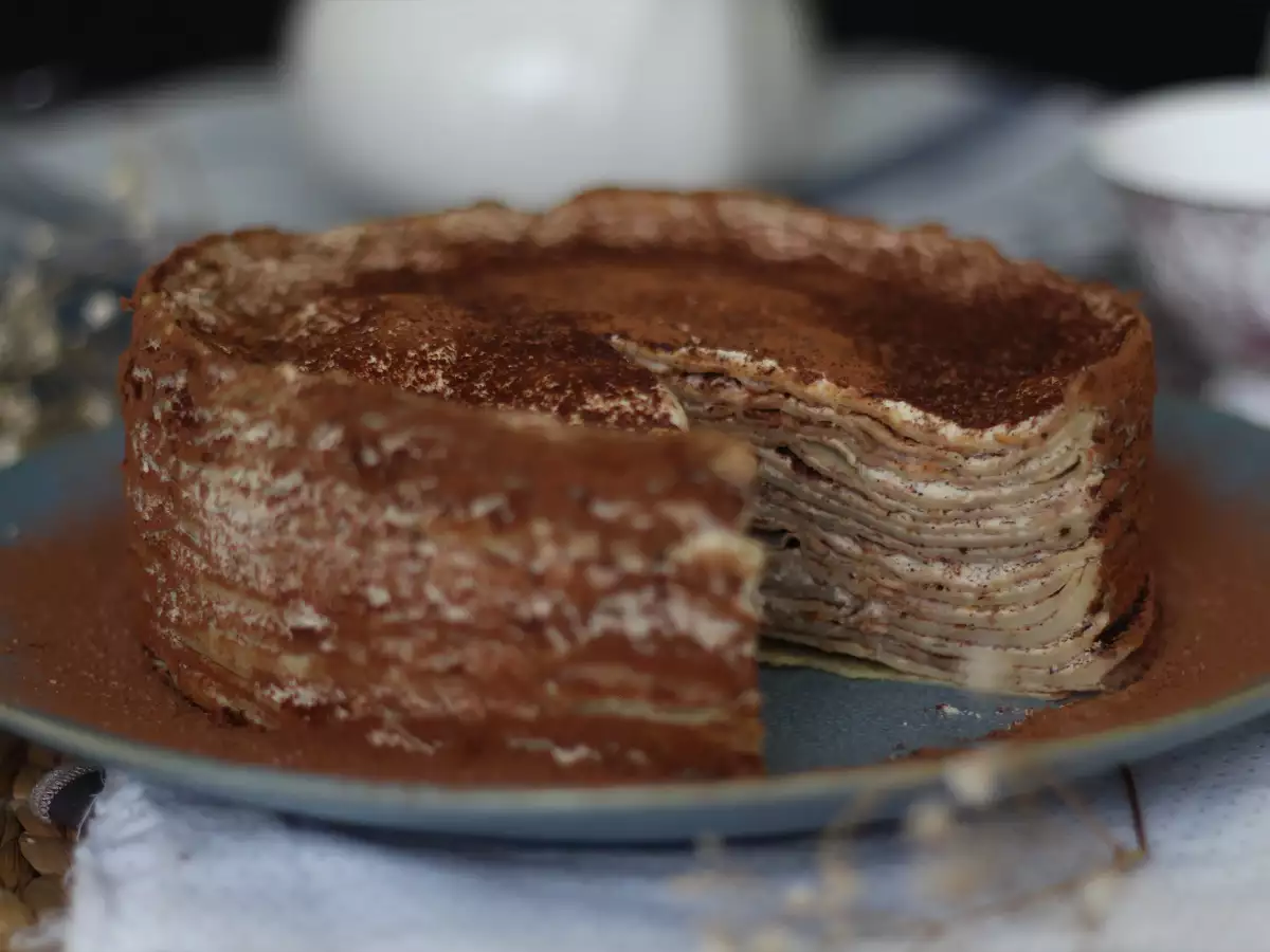 Tiramisu Tarzı Kahveli ve Kakaolu Krep Pasta - fotoğraf 5