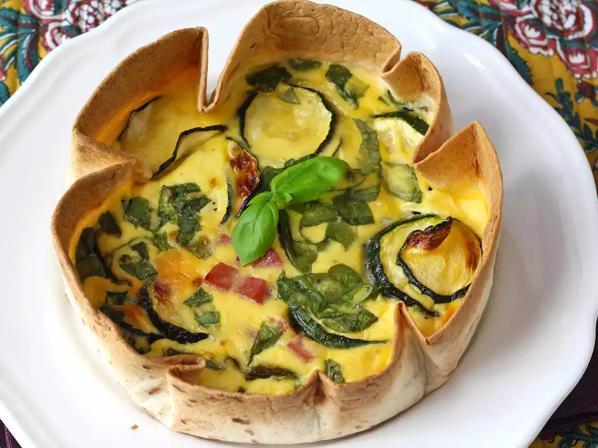 Tortilla ile hamur işi içermeyen bir kiş mi? Bu mümkün! Yaz için mükemmel olan hafif bir tarif! - fotoğraf 4