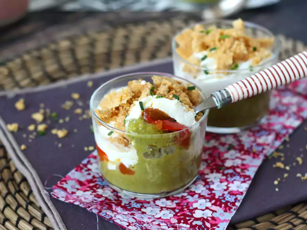 Vejetaryen verrines: bezelye çorbası kreması, parmesan crumble ve mascarpone kreması - fotoğraf 8