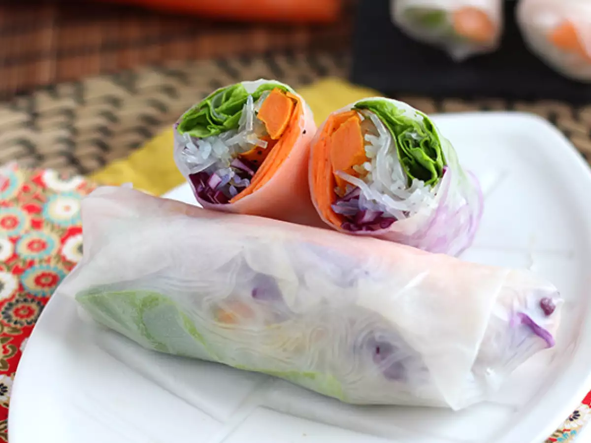 Vejetaryen yaz ruloları: kırmızı lahana ve tatlı patates - fotoğraf 3