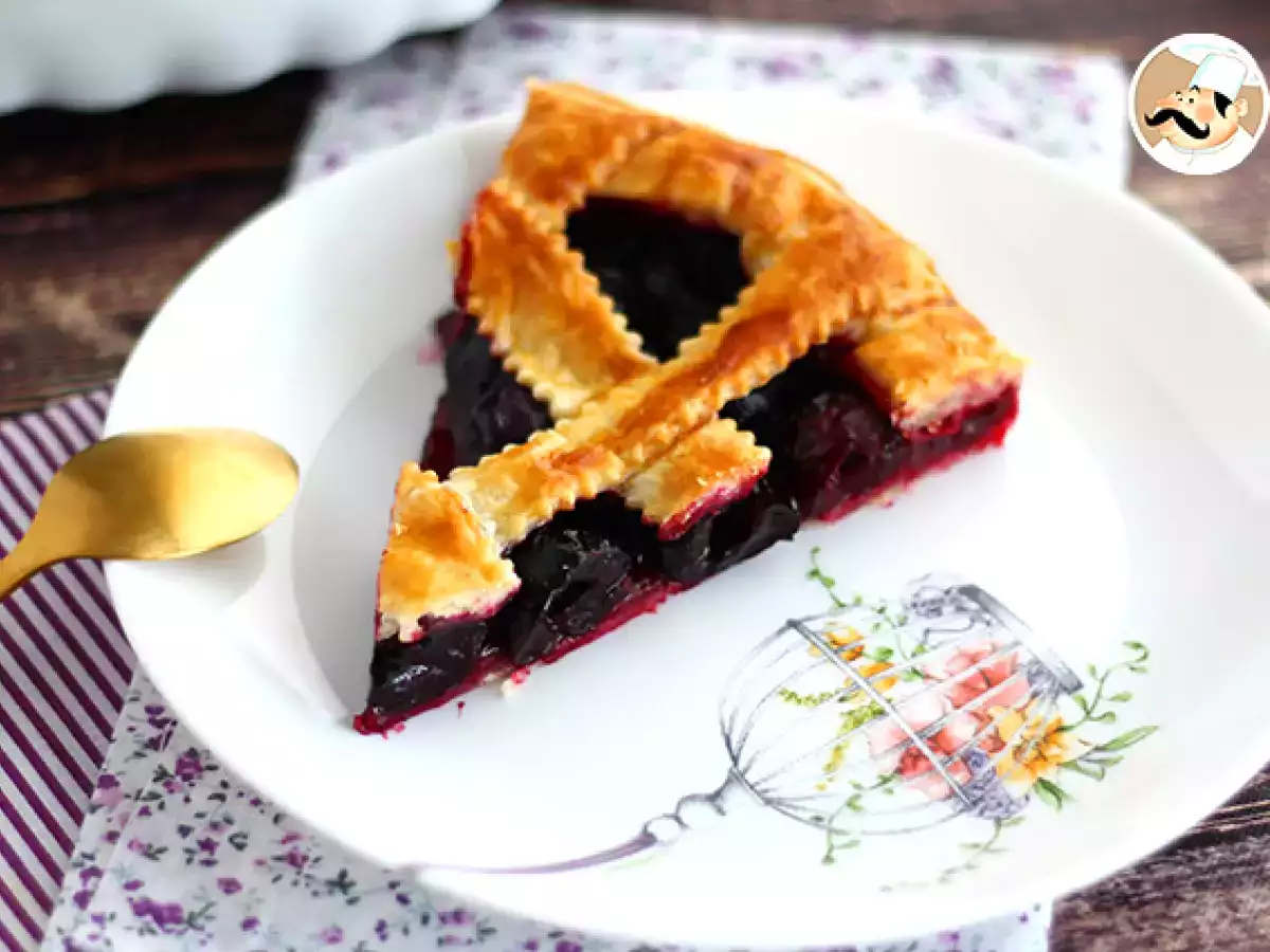 Vişneli milföy hamurlu tart - fotoğraf 3