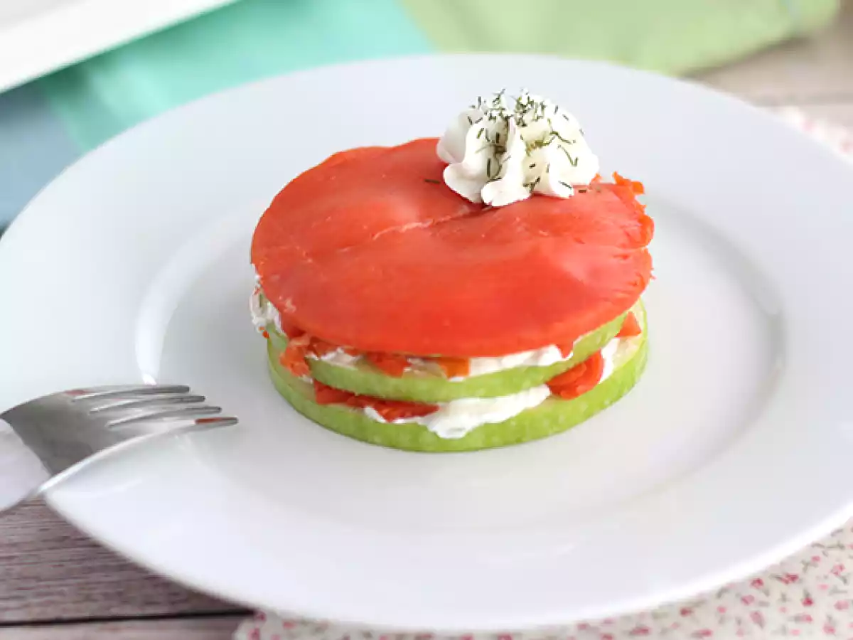 Yeşil elmalı somon mille feuille